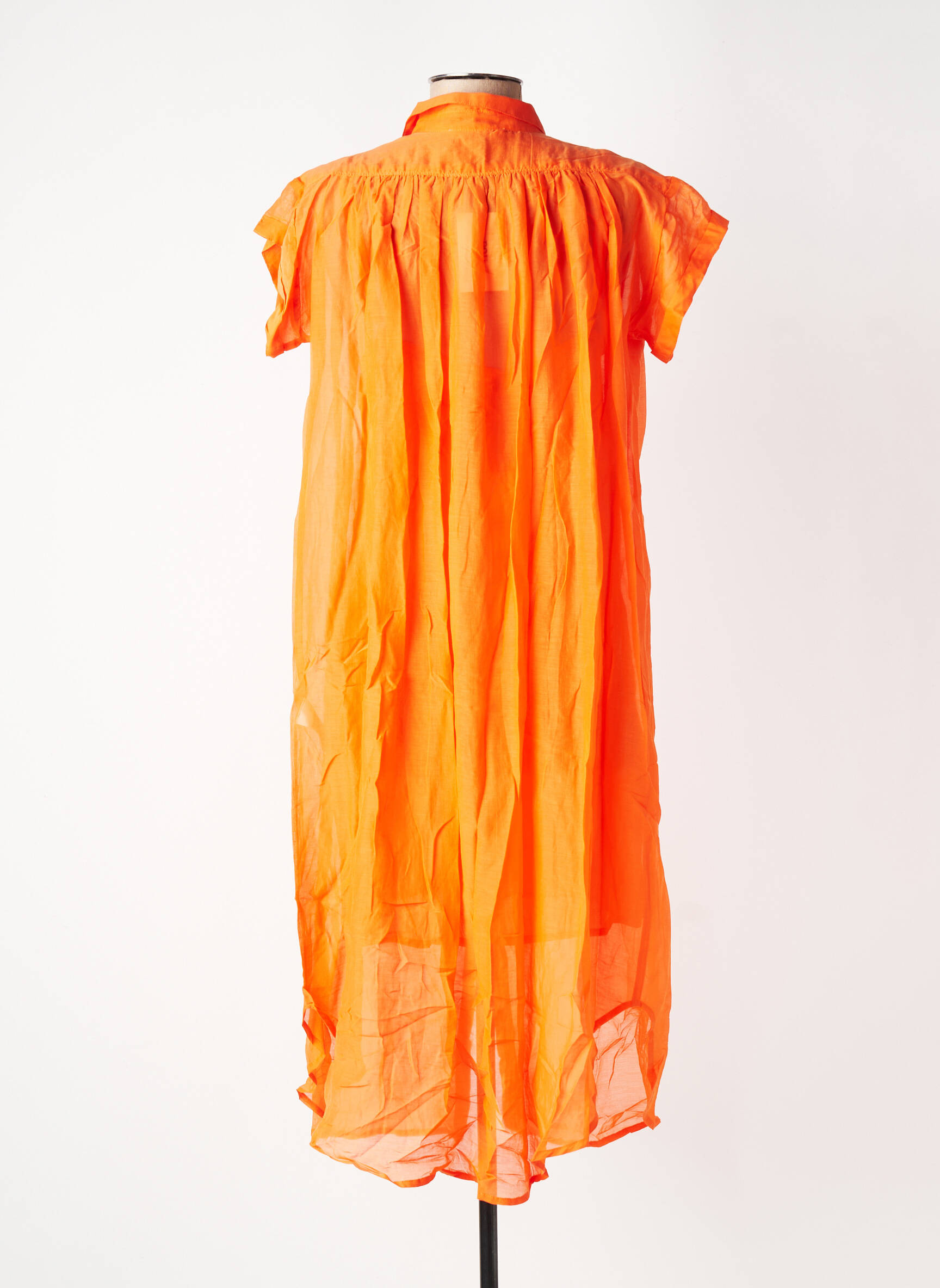 Rochie midi croială fluidă mâneci scurte portocalie HOD femeie