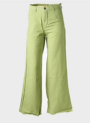 Pantalon chino închidere cu fermoar sub clapetă cu nasturi talie înaltă verde HOD femeie