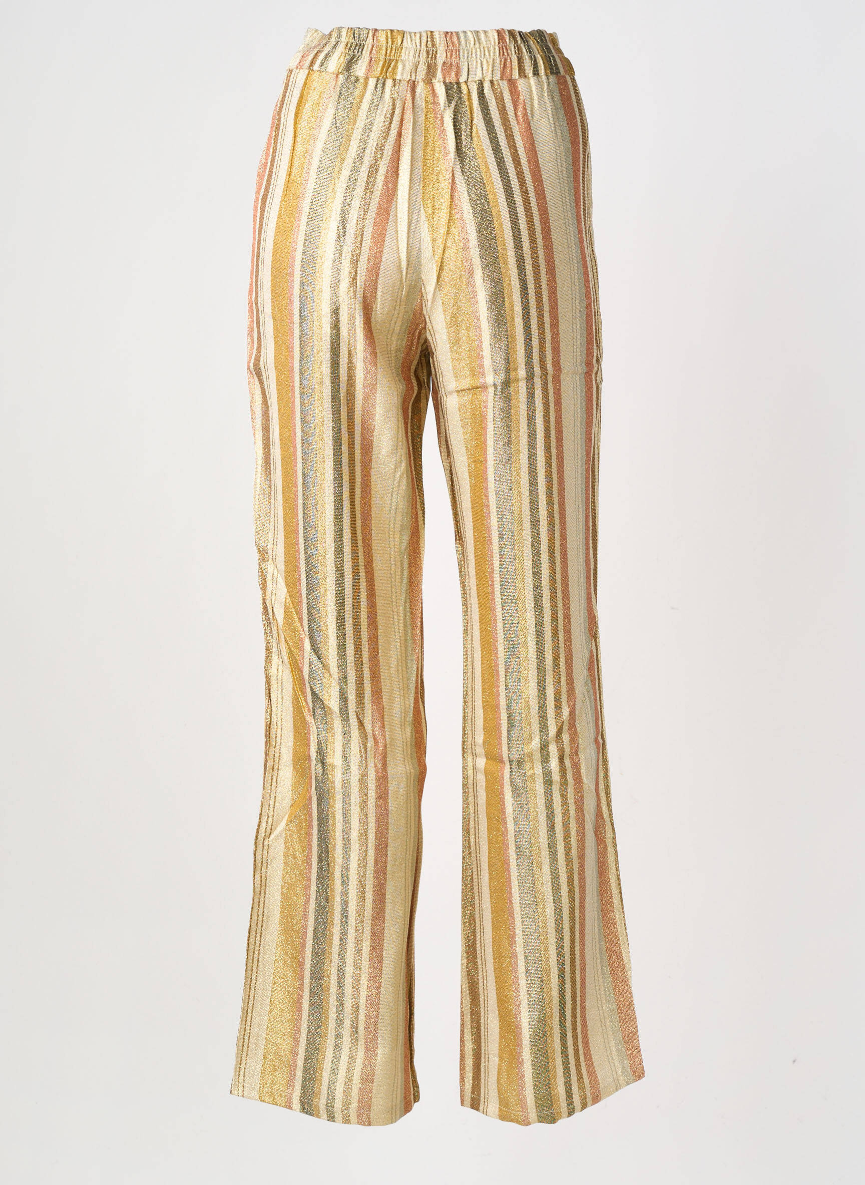 Pantalon larg țesătură crep talie înaltă galben HOD femeie