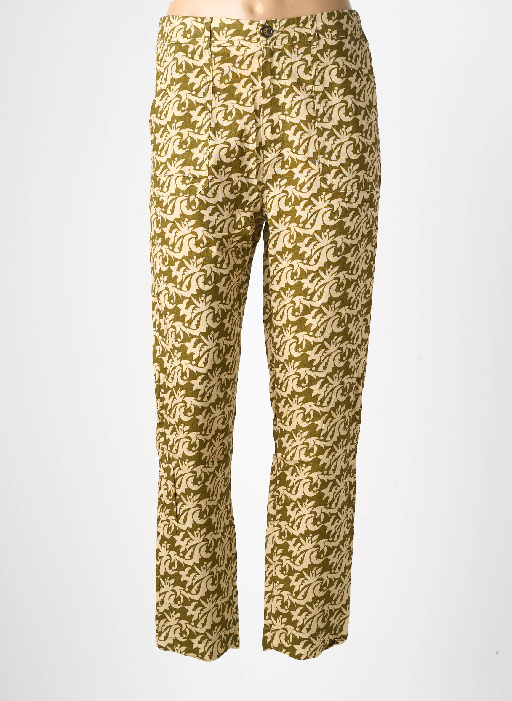 Pantalon slim talie elastică mărime normală verde HOD femeie