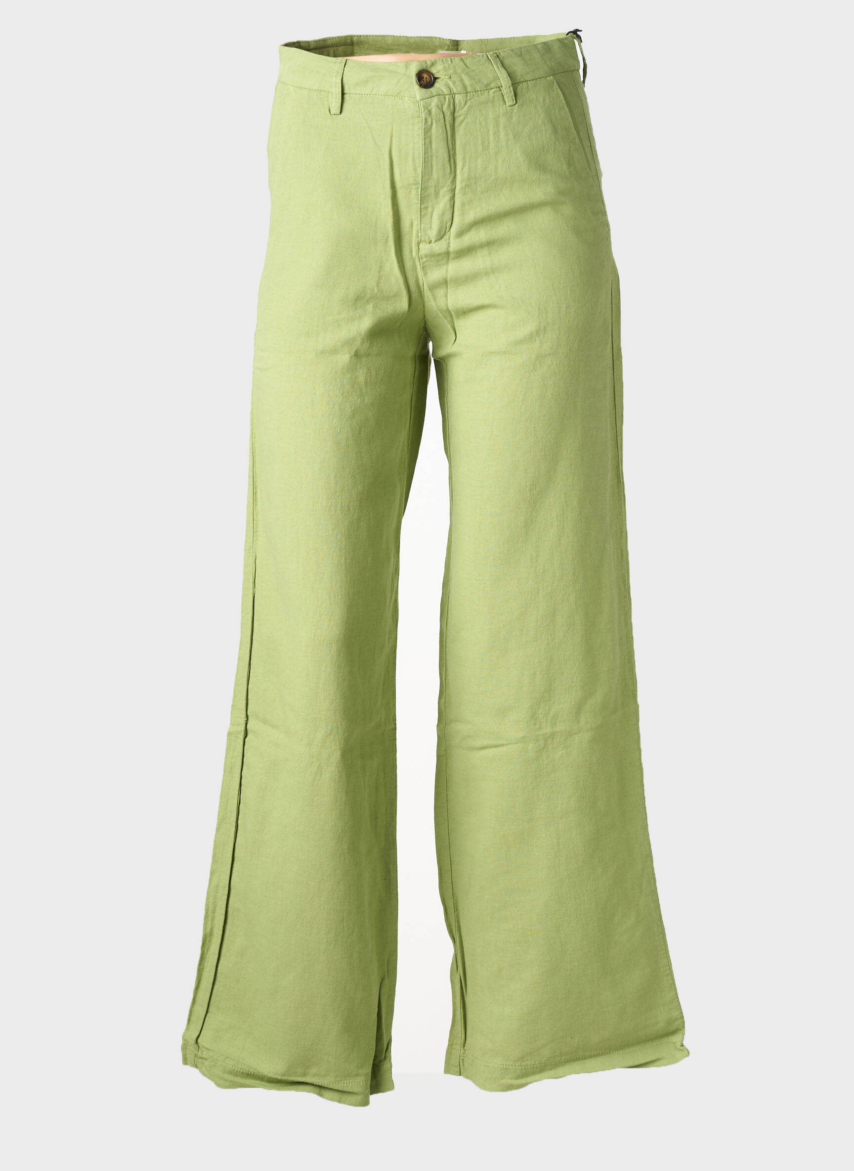 Pantalon chino închidere cu fermoar sub clapetă cu nasturi talie înaltă verde HOD femeie