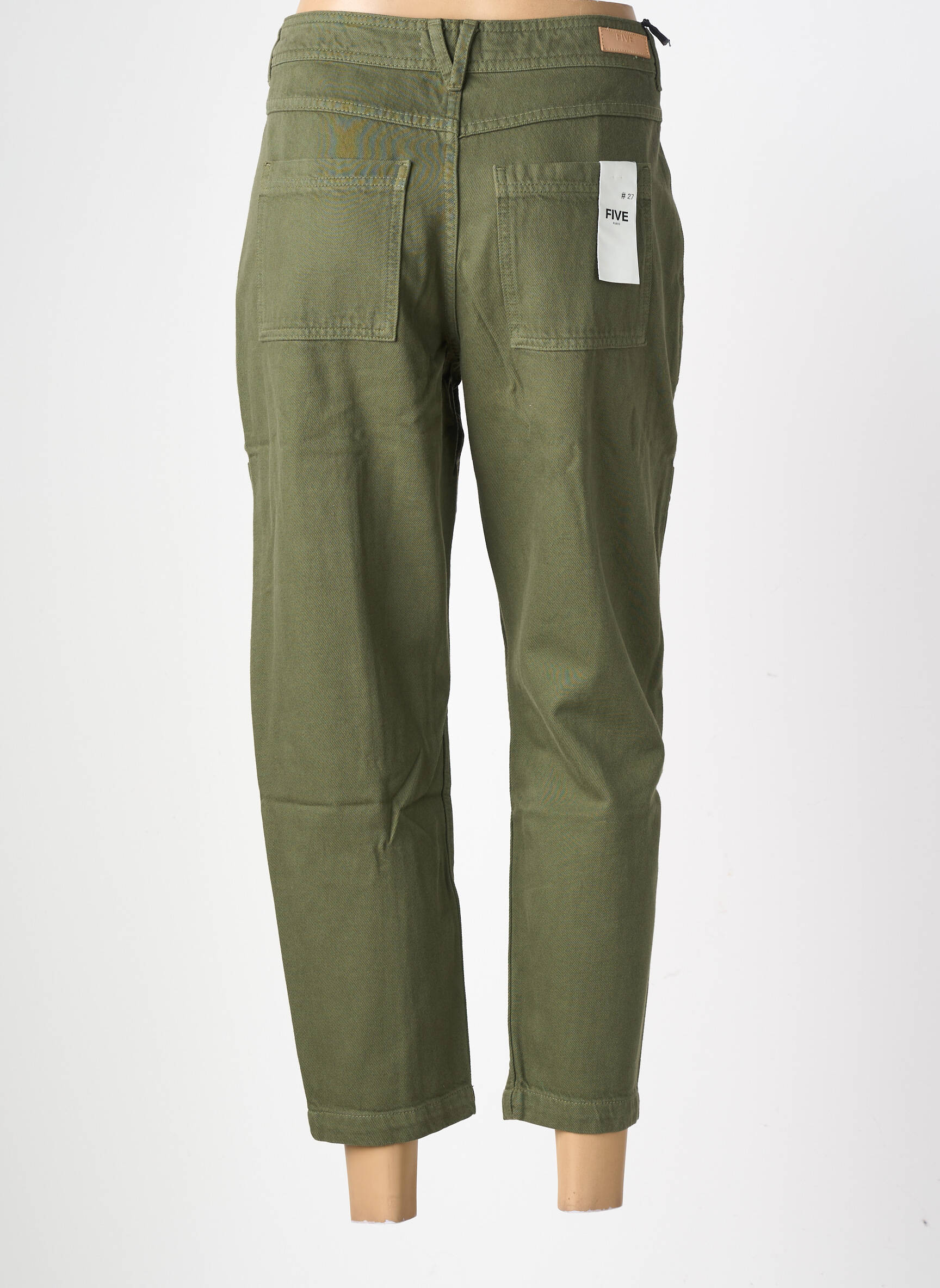 Pantalon 7/8 închidere cu fermoar sub clapetă cu nasturi mărime normală verde FIVE femeie
