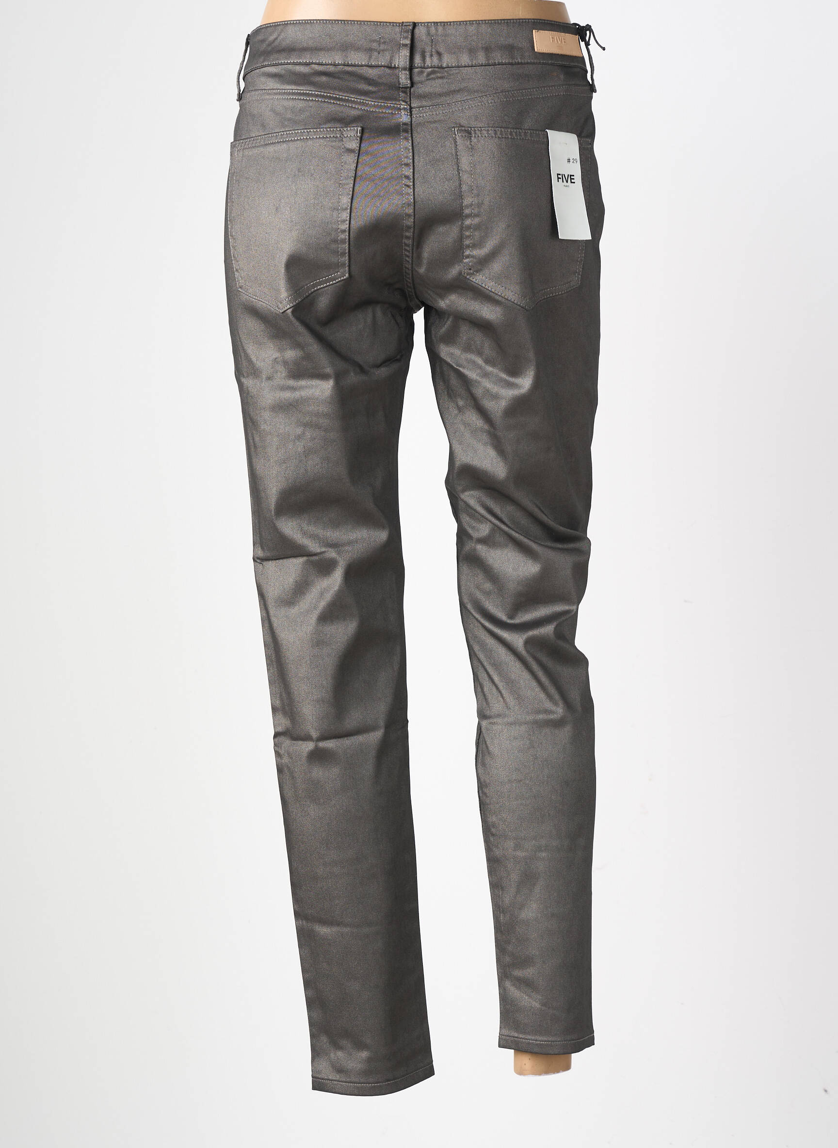 Pantalon slim țesătură acoperită mărime normală gri FIVE femeie
