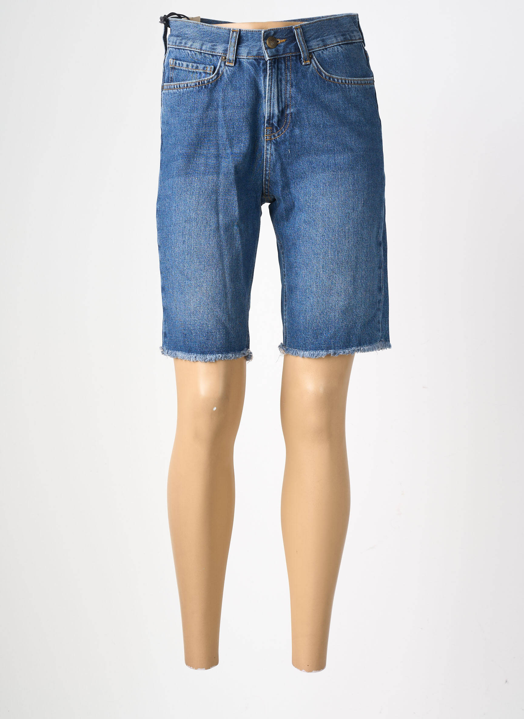 Șort țesătură denim talie înaltă albastru FIVE femeie
