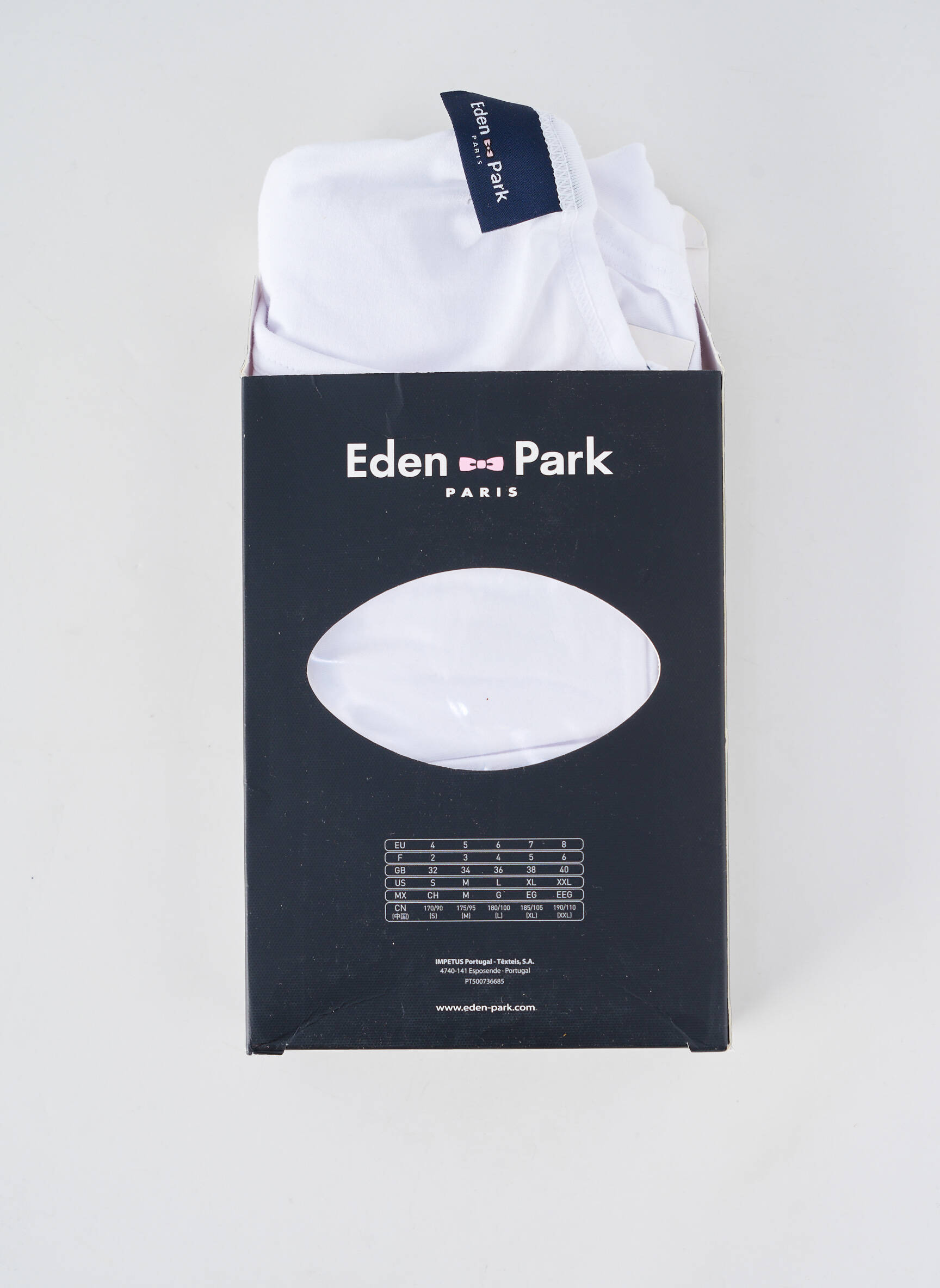 Tricou croială cambrată mâneci scurte alb EDEN PARK bărbat