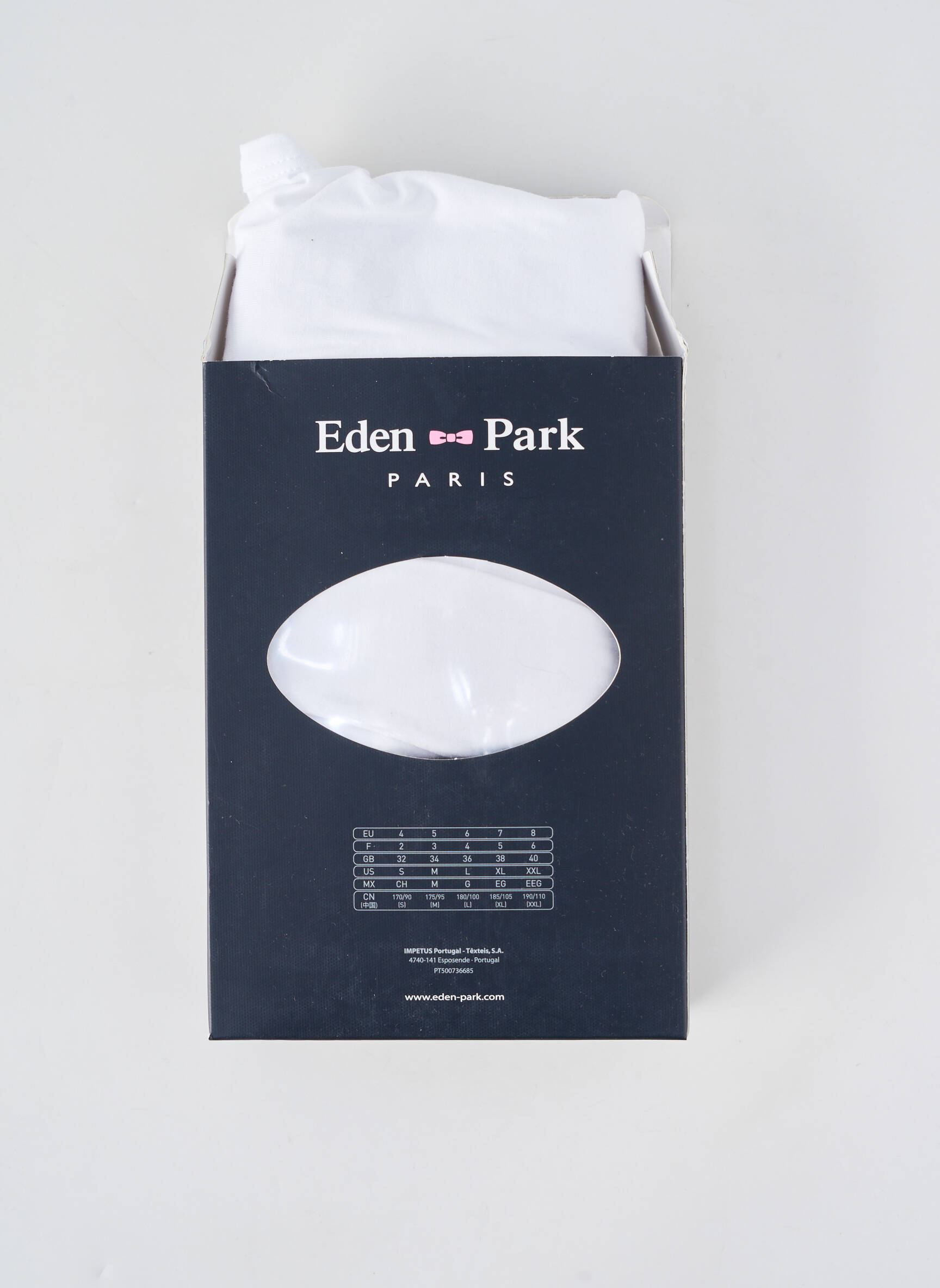 Tricou croială cambrată mâneci scurte alb EDEN PARK bărbat