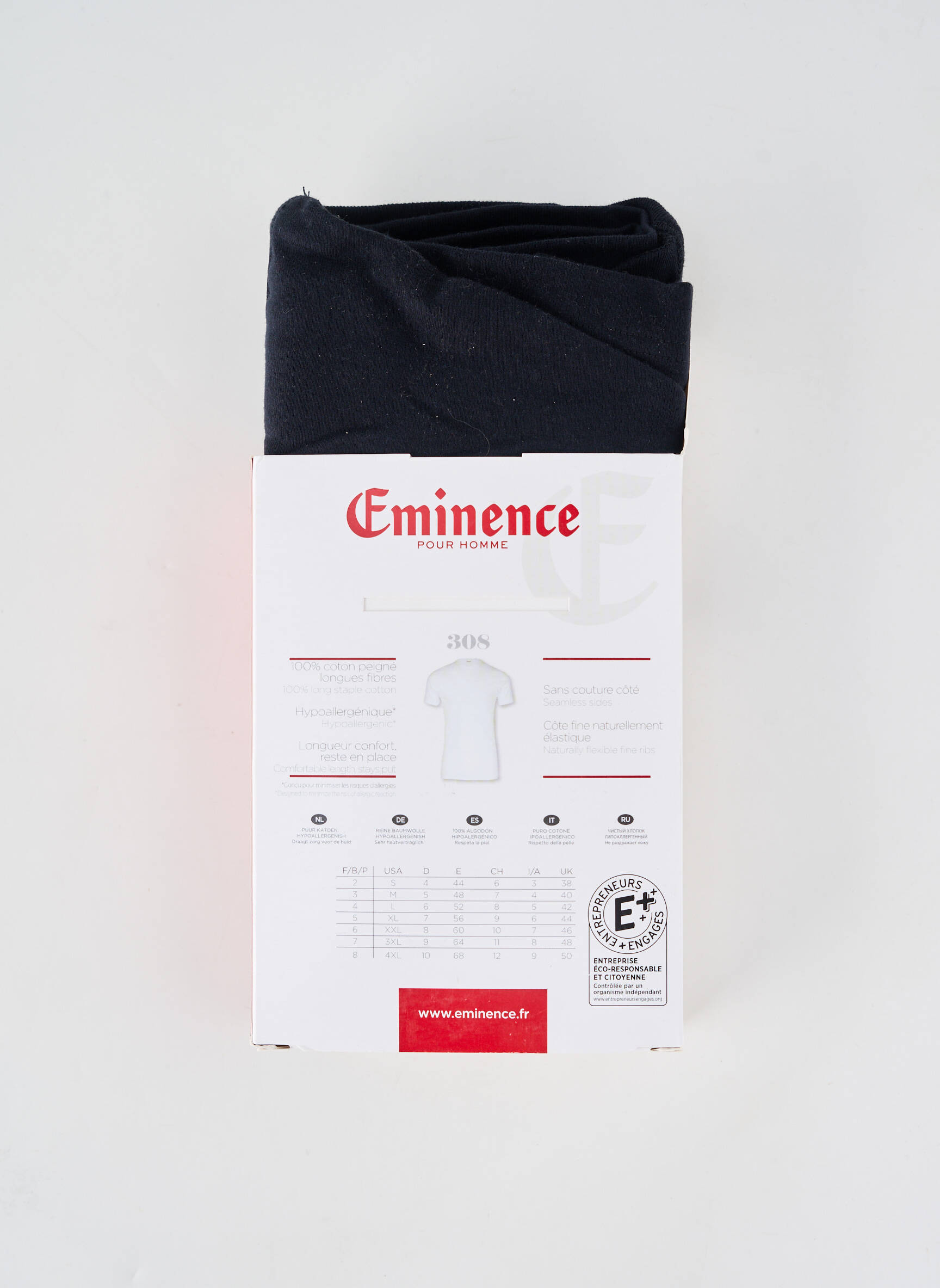 Tricou croială cambrată mâneci scurte negru EMINENCE bărbat