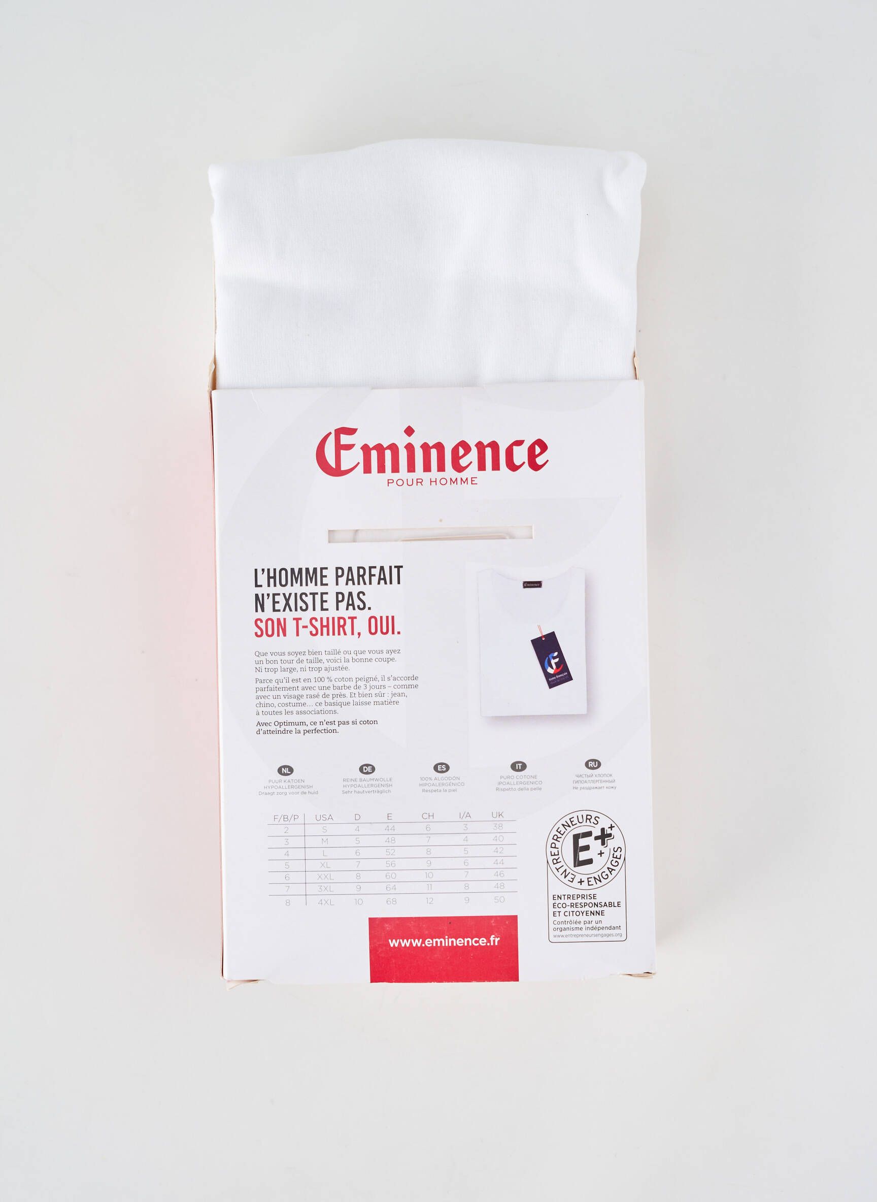 Tricou elasticitate mâneci scurte alb EMINENCE bărbat