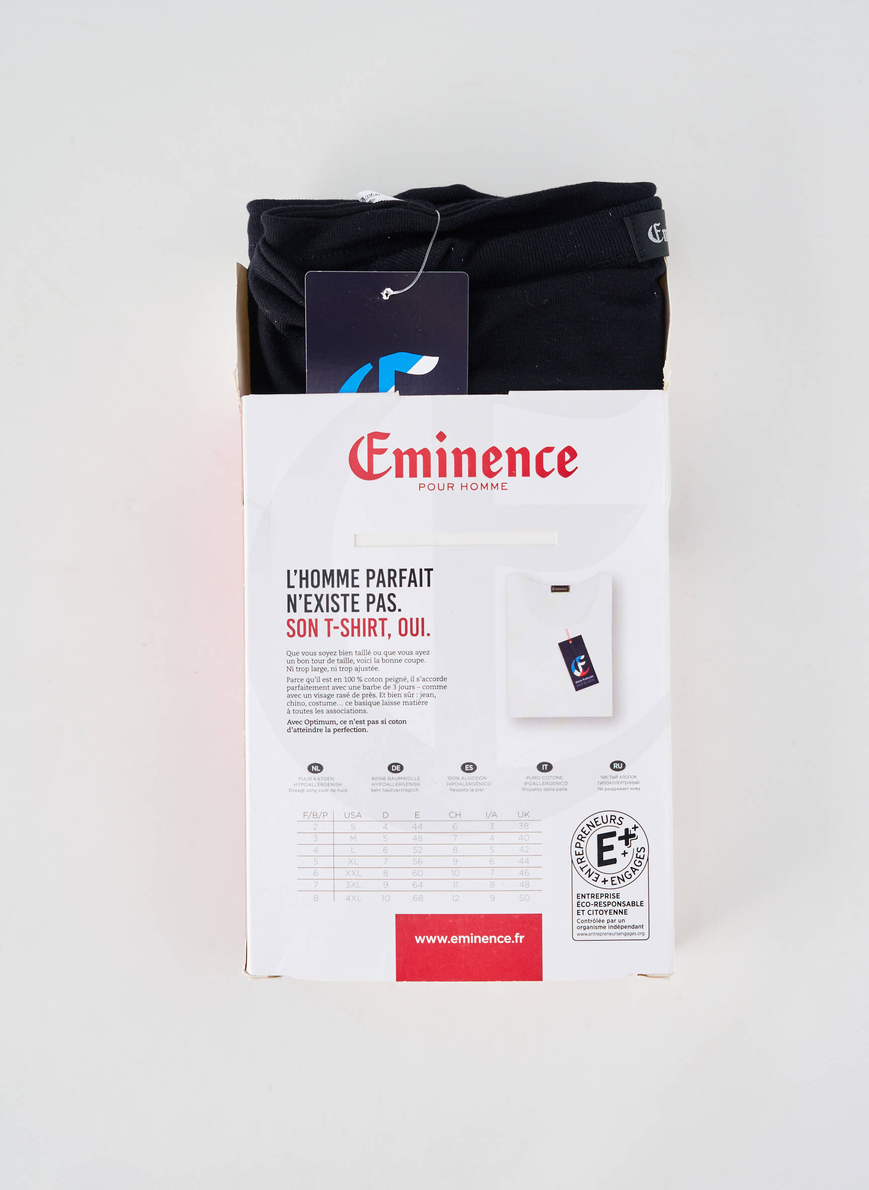 Tricou croială cambrată mâneci scurte negru EMINENCE bărbat