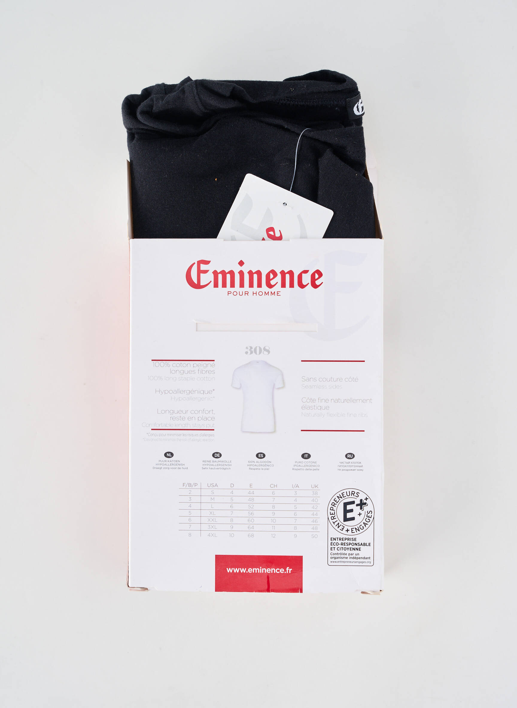Tricou croială cambrată mâneci scurte negru EMINENCE bărbat