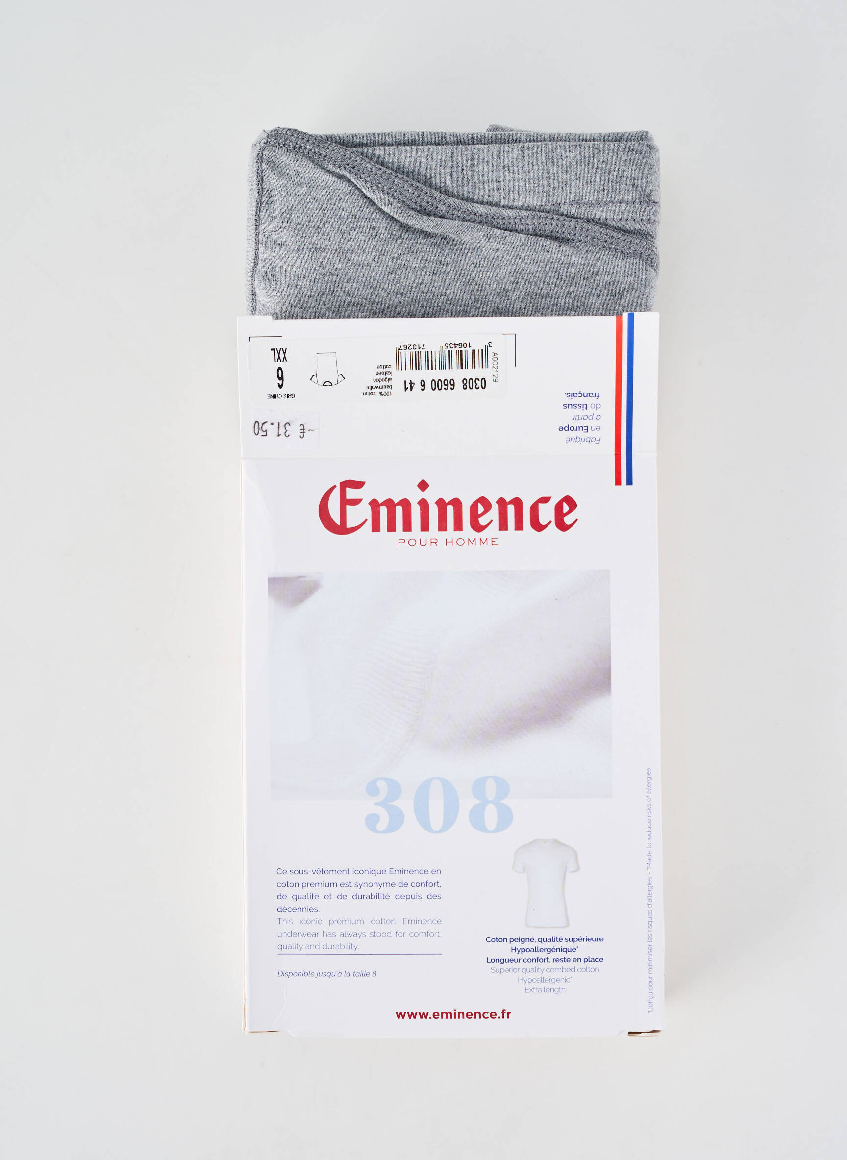 Tricou țesătură melanj mâneci scurte gri EMINENCE bărbat