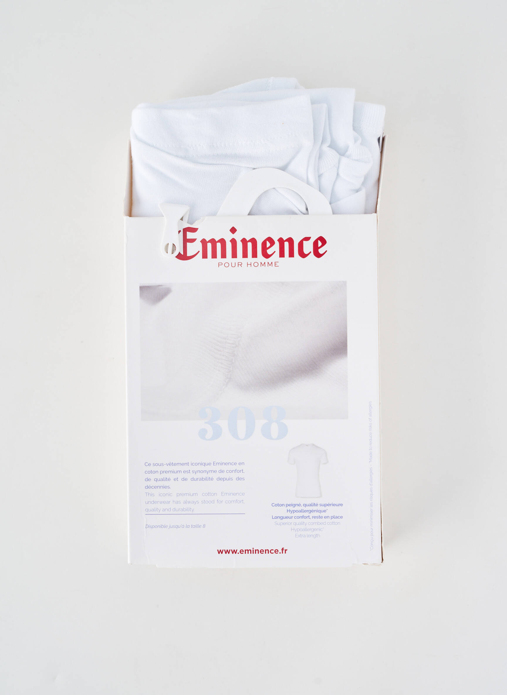Tricou croială cambrată mâneci scurte alb EMINENCE bărbat