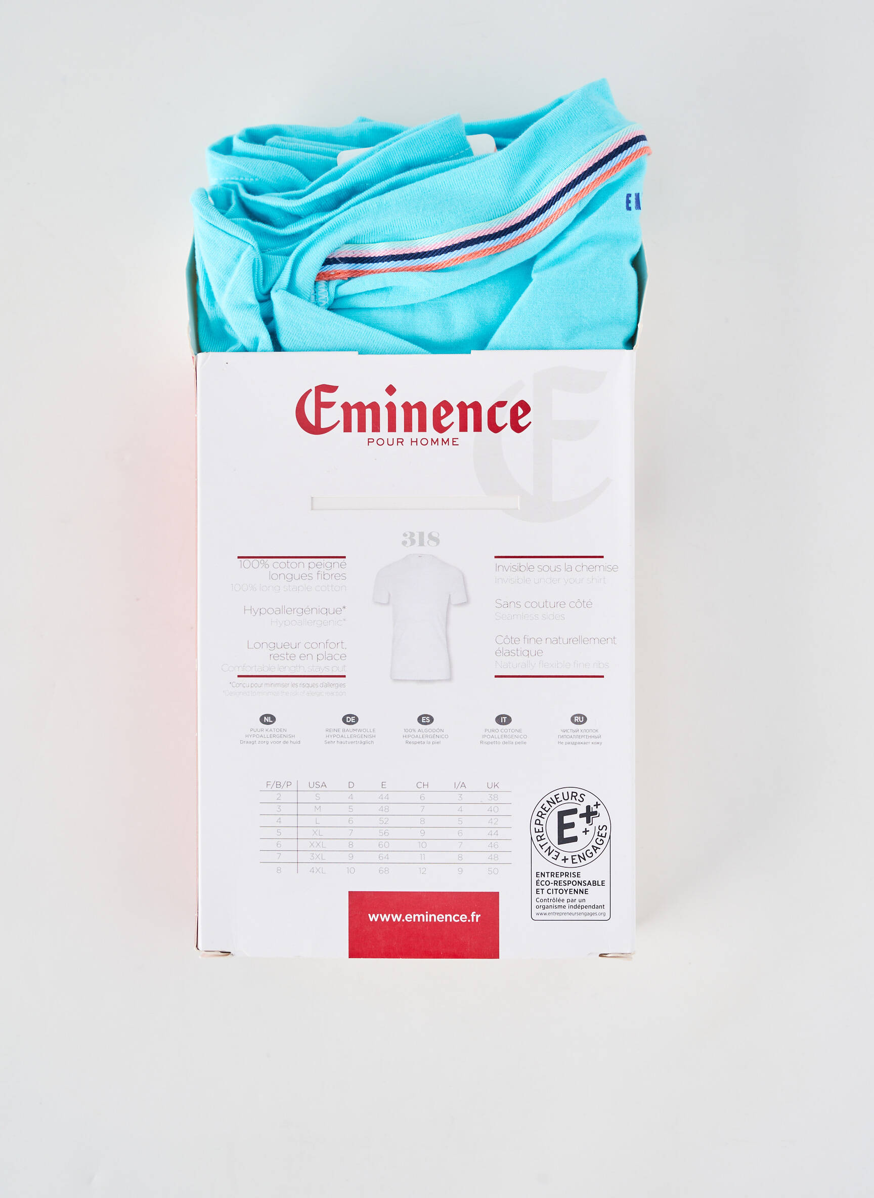 Tricou croială cambrată mâneci scurte albastru deschis EMINENCE bărbat