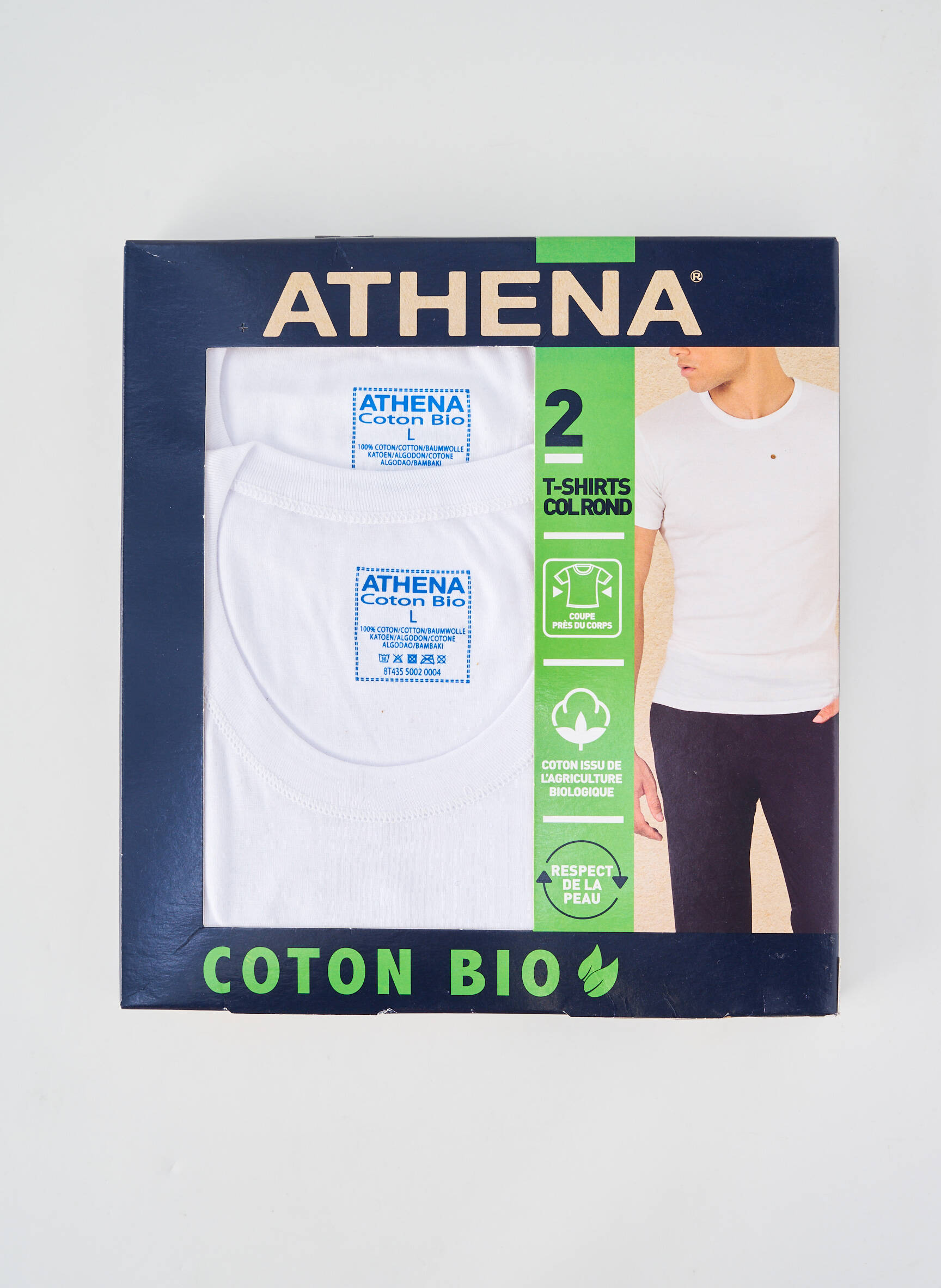 Tricou croială cambrată mâneci scurte alb ATHENA bărbat