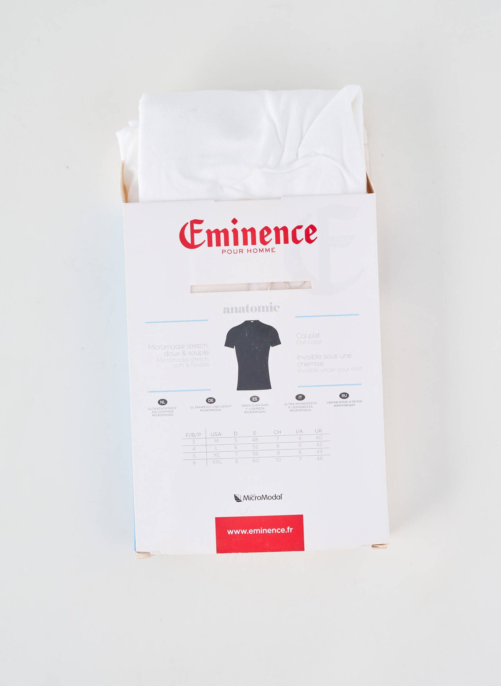 Tricou croială cambrată mâneci scurte alb EMINENCE bărbat