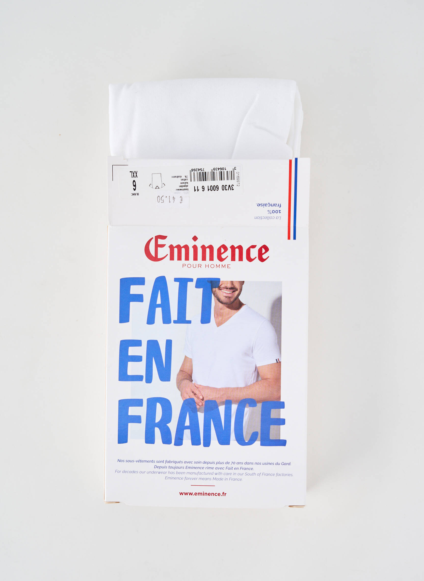 Tricou elasticitate mâneci scurte alb EMINENCE bărbat
