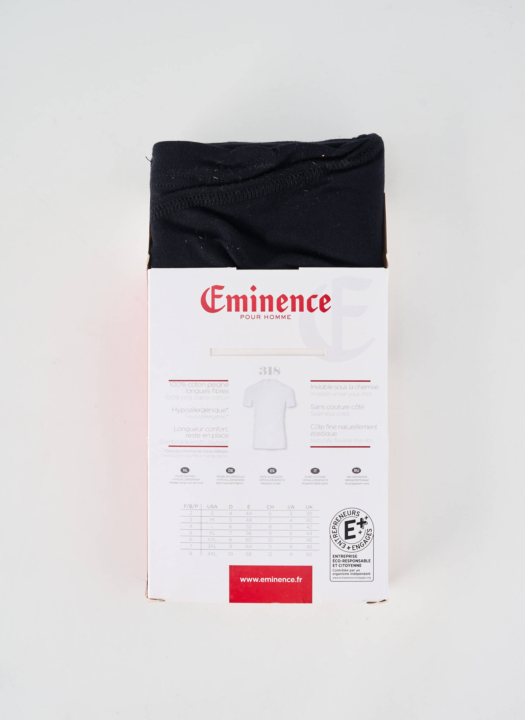 Tricou croială cambrată mâneci scurte negru EMINENCE bărbat