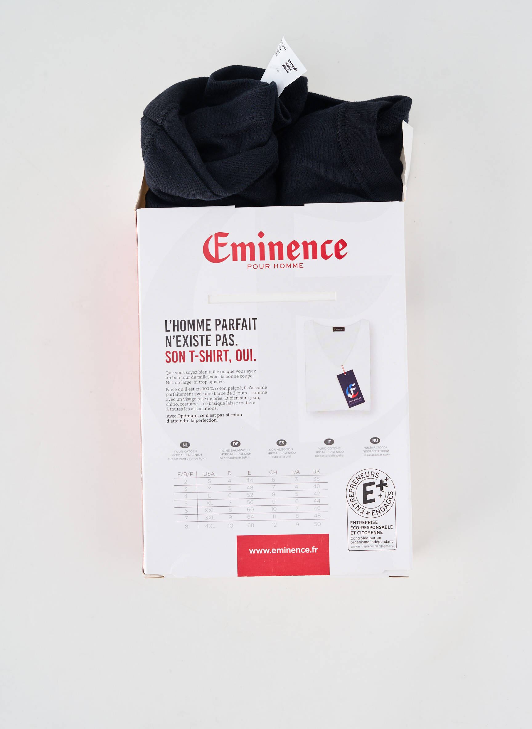 Tricou croială cambrată mâneci scurte negru EMINENCE bărbat