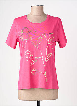 Tricou serigrafie mâneci scurte roz GEVANA femeie