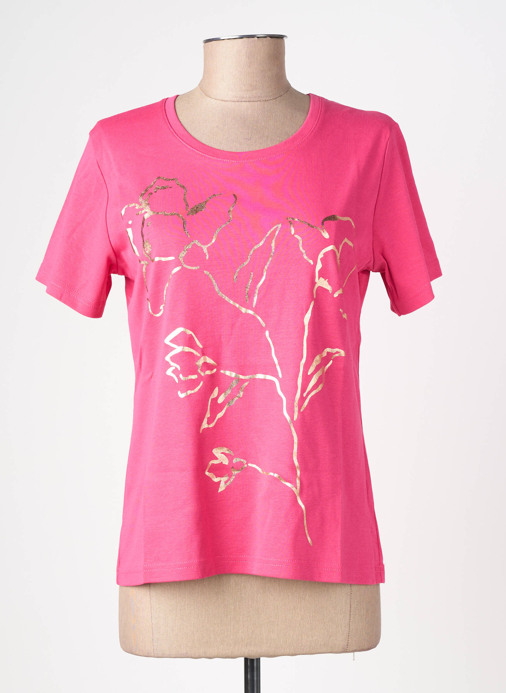 Tricou serigrafie mâneci scurte roz GEVANA femeie