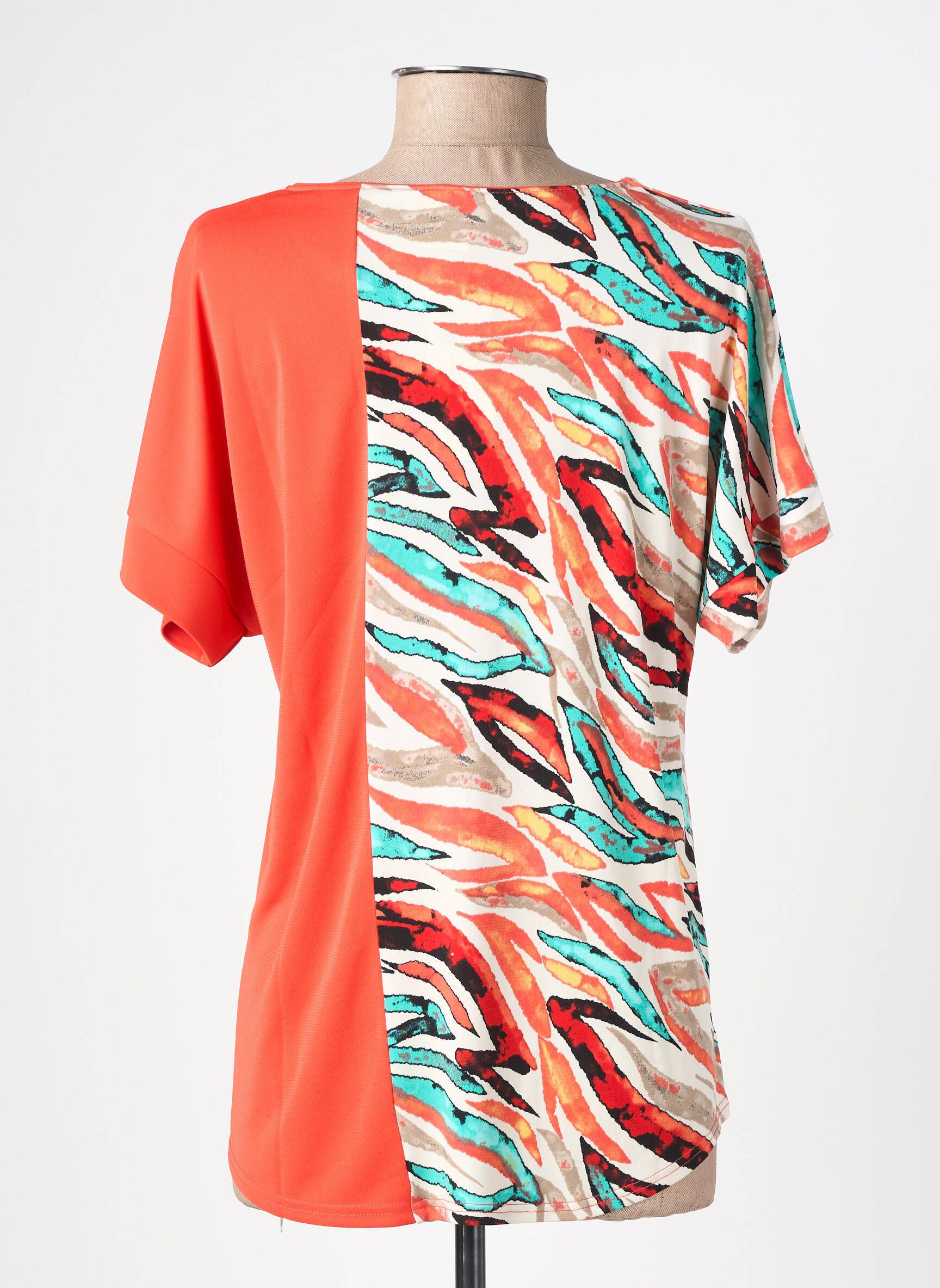 Tricou imprimeu fantezie mâneci scurte portocalie GEVANA femeie