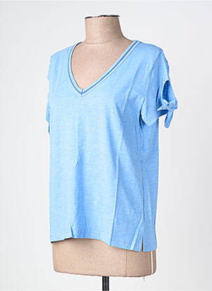 Tricou croială dreaptă mâneci scurte albastru DIVILUNE femeie