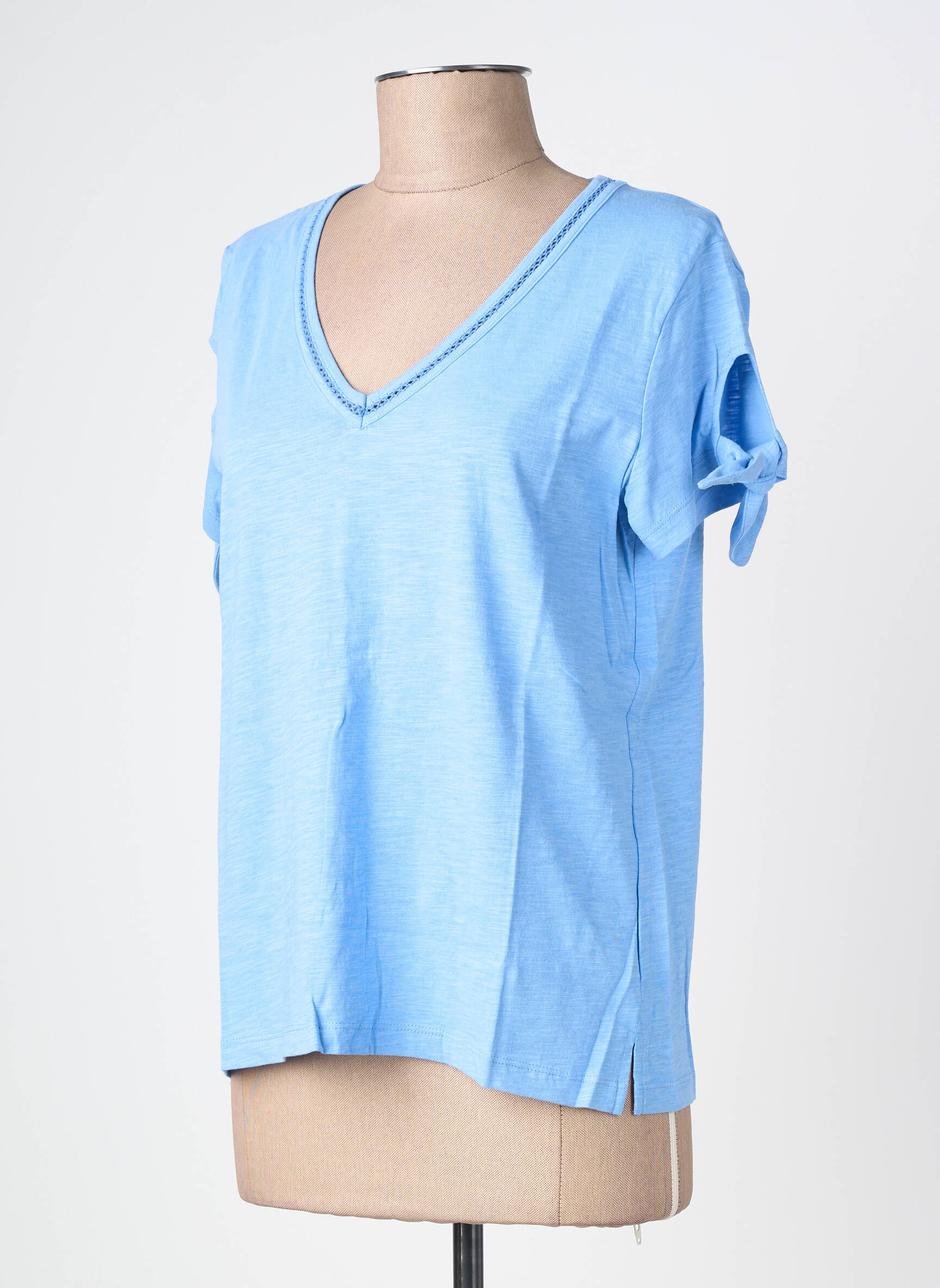 Tricou croială dreaptă mâneci scurte albastru DIVILUNE femeie