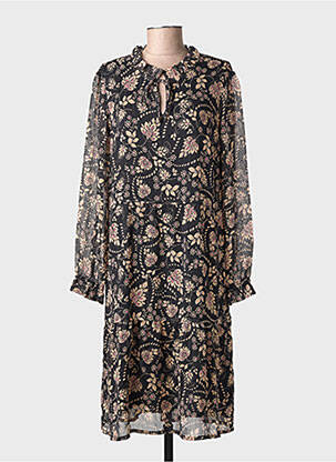 Rochie midi imprimeu fantezie mâneci lungi negru GEVANA femeie