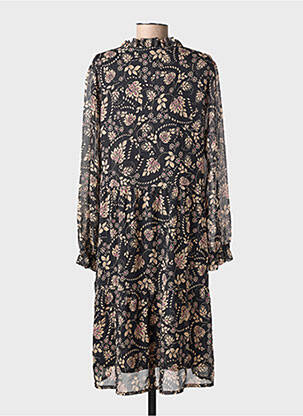 Rochie midi imprimeu fantezie mâneci lungi negru GEVANA femeie