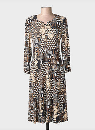 Rochie midi imprimeu fantezie mâneci lungi negru GEVANA femeie