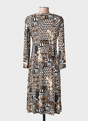 Rochie midi imprimeu fantezie mâneci lungi negru GEVANA femeie
