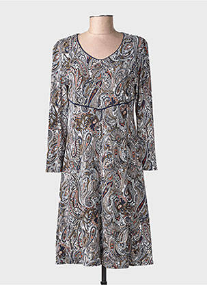 Rochie midi imprimeu fantezie mâneci lungi albastru GEVANA femeie