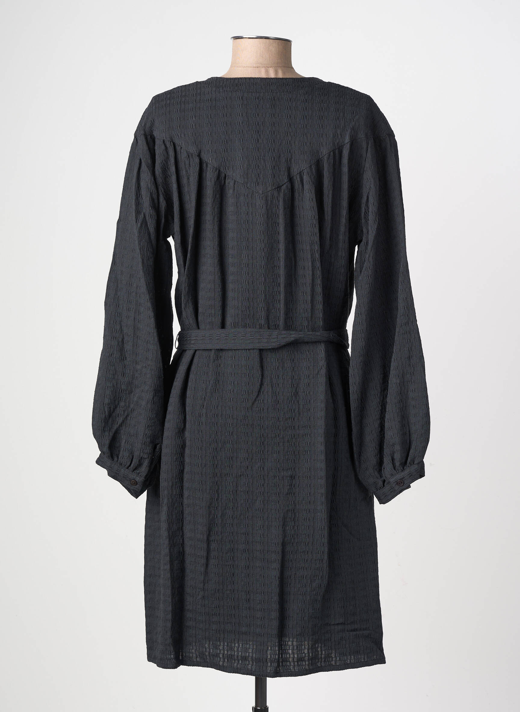 Rochie midi țesătură crep mâneci lungi negru GEVANA femeie