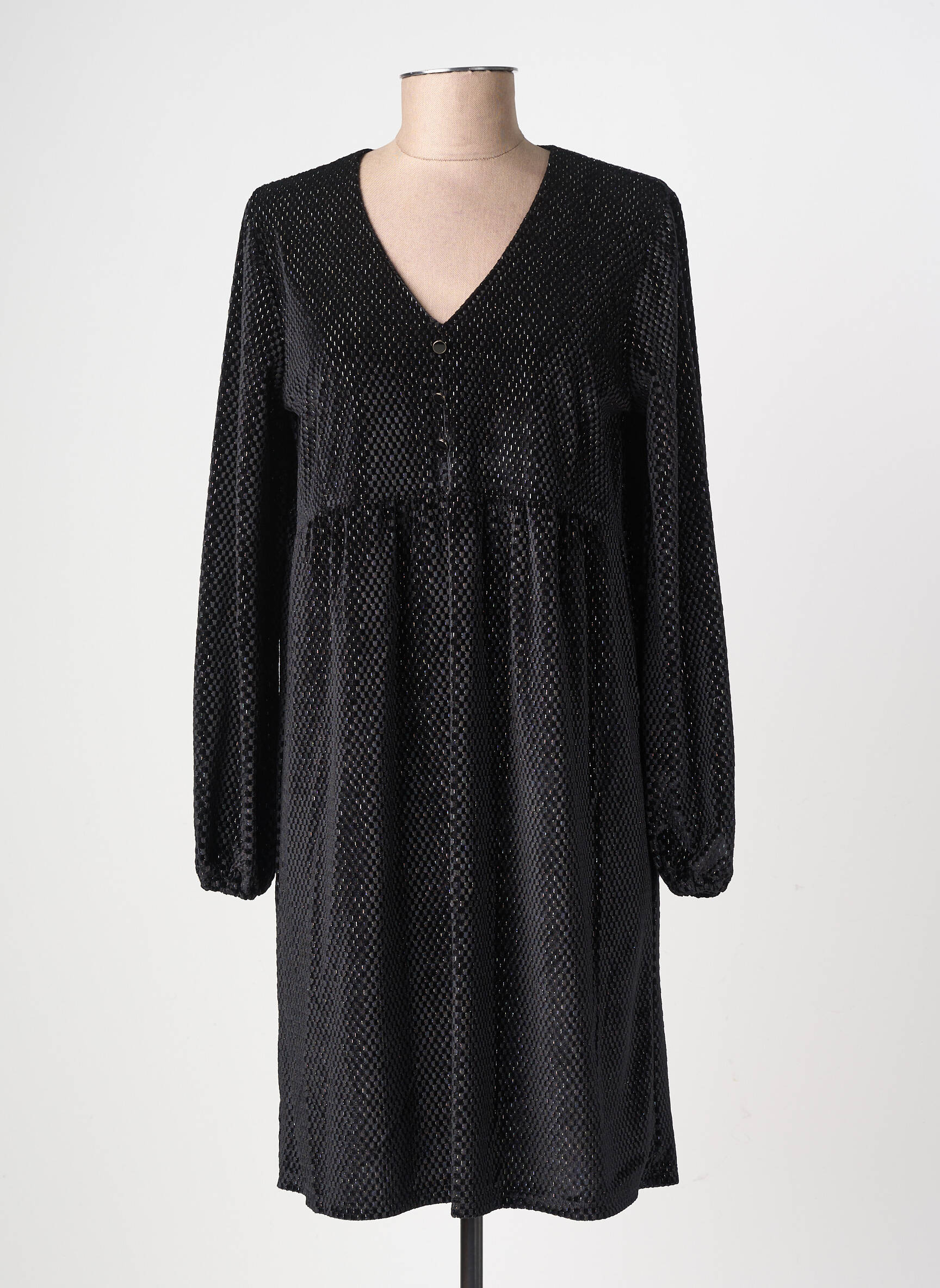 Rochie midi mâneci lungi mâneci lungi negru GEVANA femeie