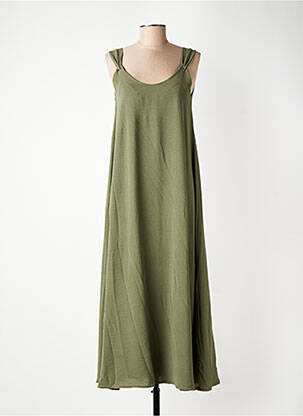 Rochie lungă croială evazată fără mâneci verde GEVANA femeie
