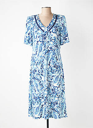 Rochie midi imprimeu fantezie mâneci scurte albastru GEVANA femeie