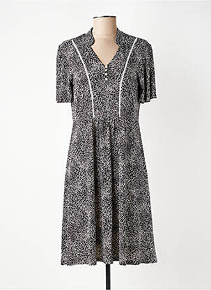 Rochie midi imprimeu fantezie mâneci scurte negru GEVANA femeie