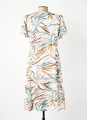 Rochie midi țesătură crep mâneci scurte bej GEVANA femeie