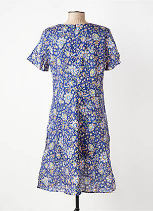 Rochie midi imprimeu floral mâneci scurte albastru GEVANA femeie