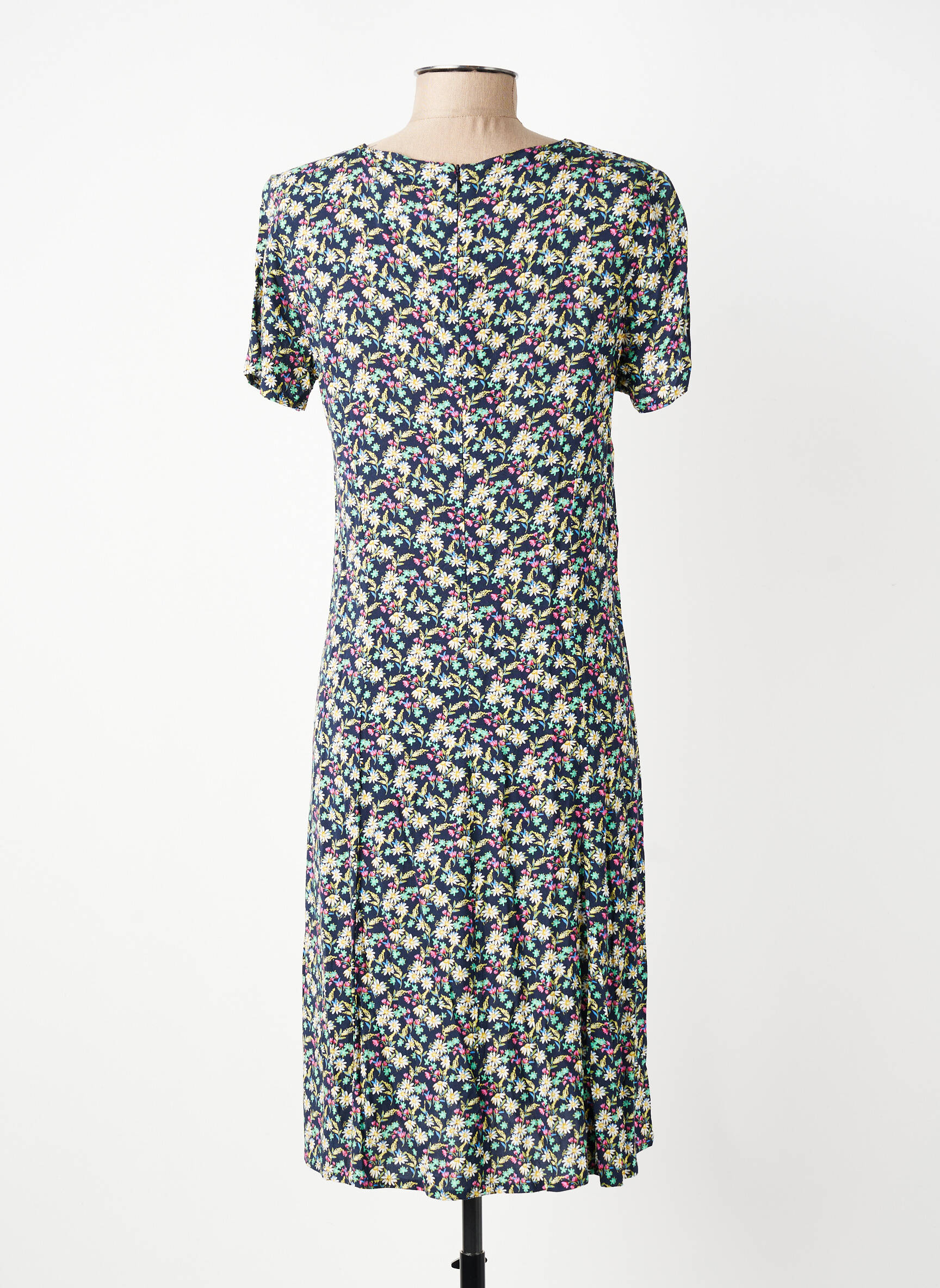 Rochie midi imprimeu floral mâneci scurte albastru GEVANA femeie