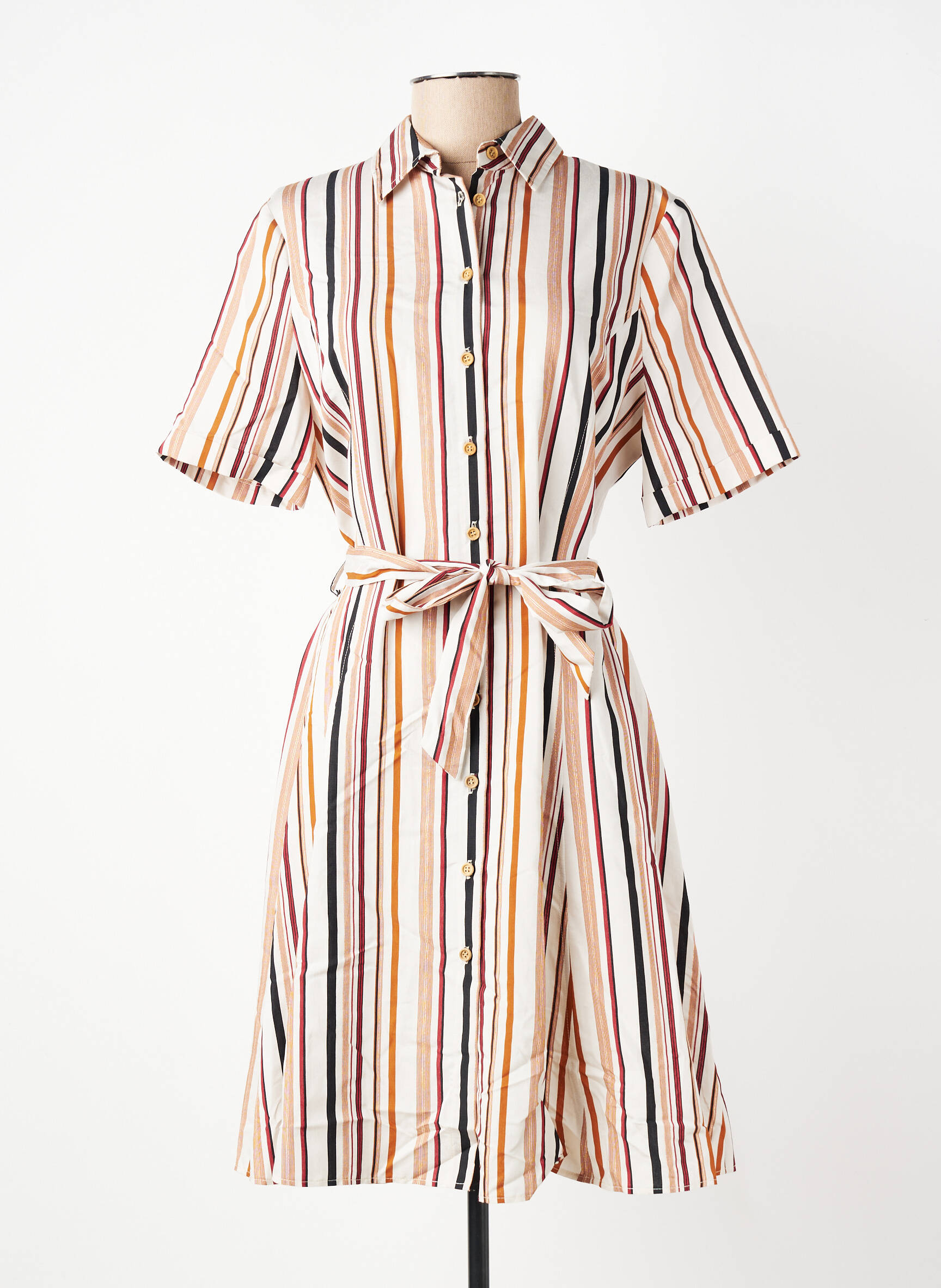 Rochie midi mâneci scurte mâneci scurte bej DIVILUNE femeie