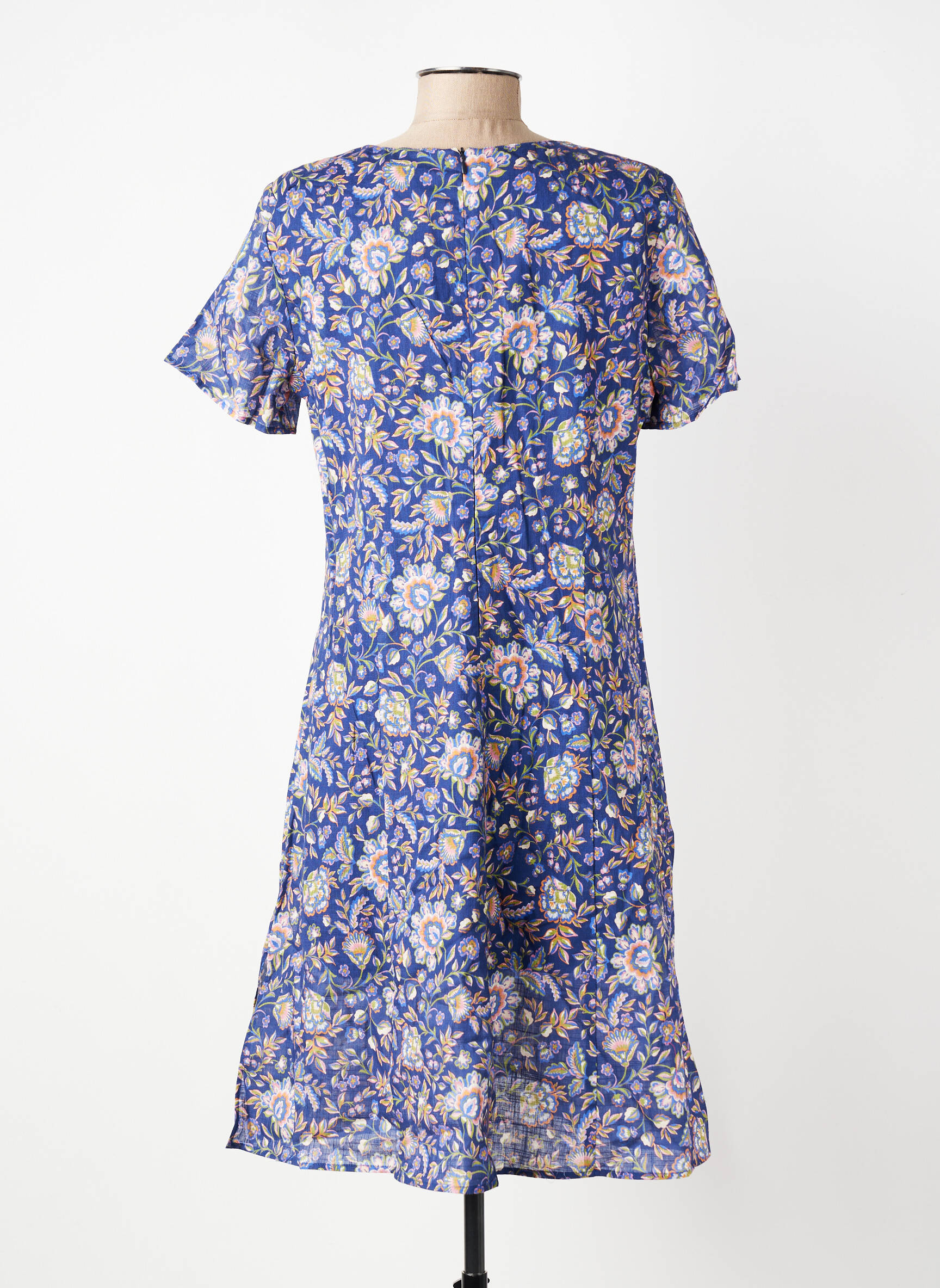 Rochie midi imprimeu floral mâneci scurte albastru GEVANA femeie