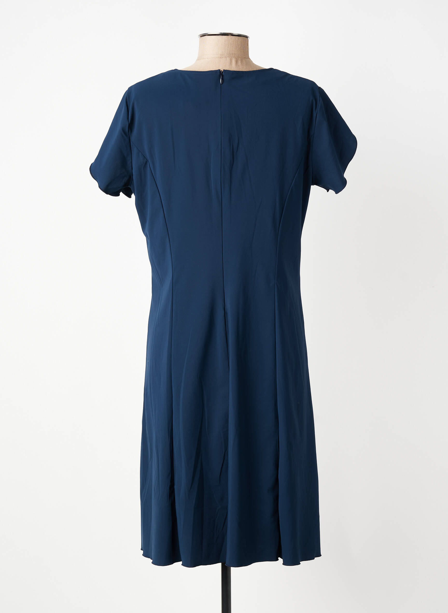 Rochie midi închidere cu fermoar la spate mâneci scurte albastru GEVANA femeie