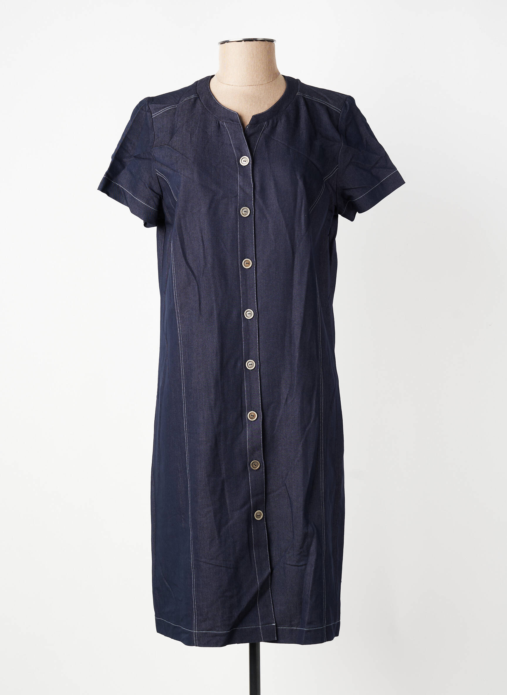 Rochie midi mâneci scurte mâneci scurte albastru GEVANA femeie