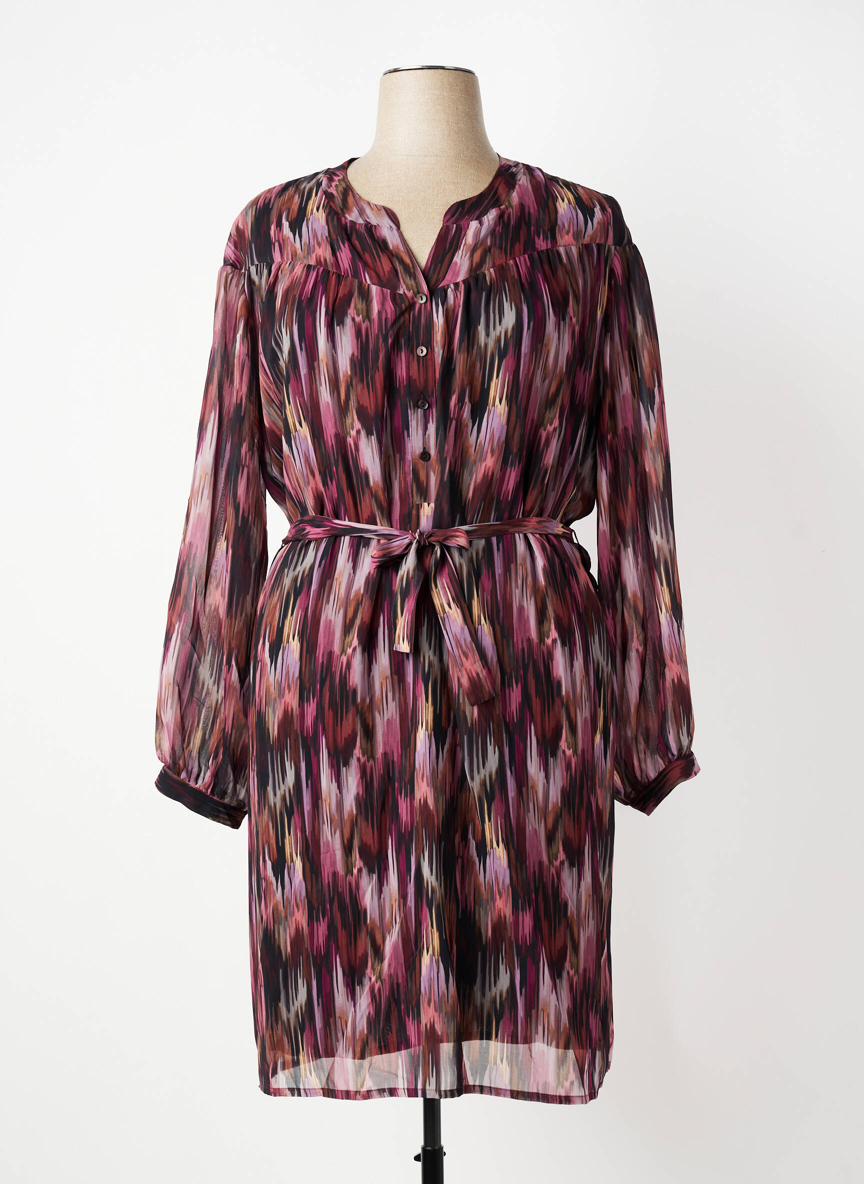 Rochie midi croială fluidă mâneci lungi roșu GEVANA femeie