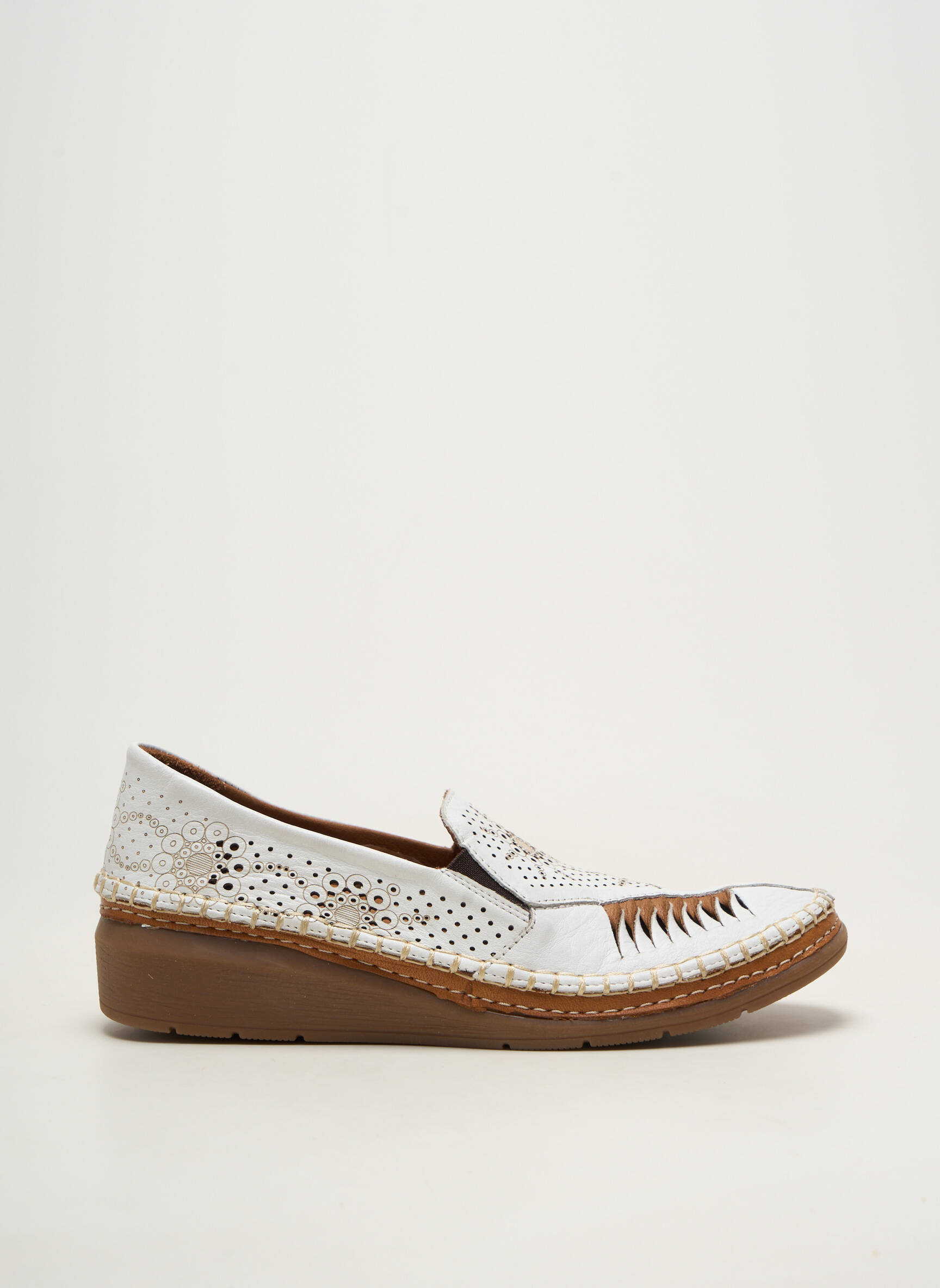 Mocasini material neted toc de 4 la 6 cm alb MADORY femeie