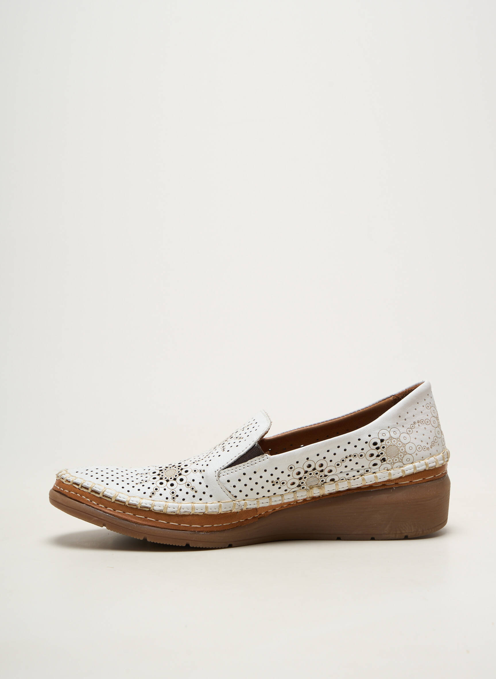Mocasini material neted toc de 4 la 6 cm alb MADORY femeie