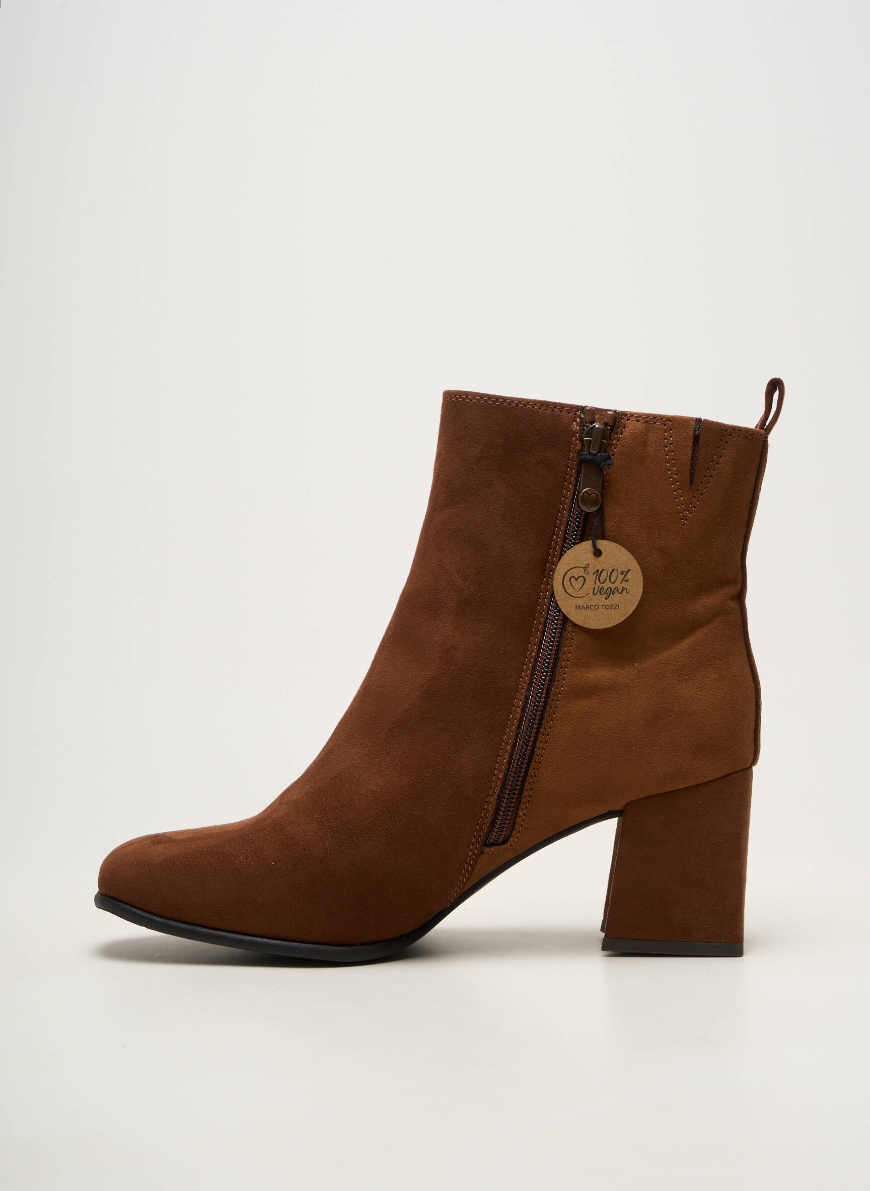 Botine/ghete vârf rotund toc de 7 la 9 cm maro MARCO TOZZI femeie