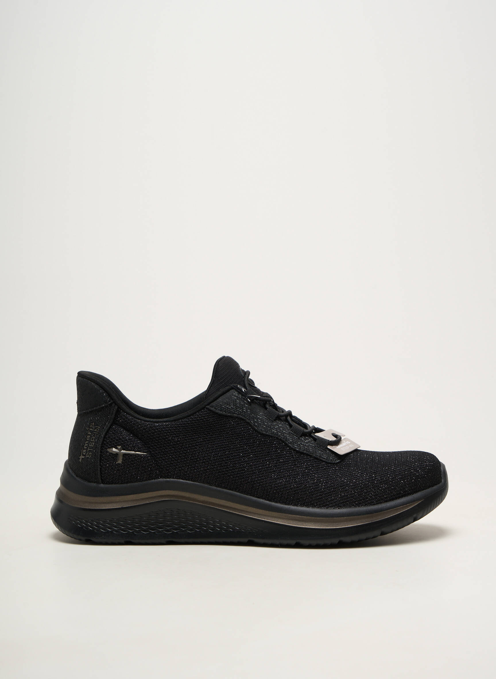 Adidași vârf rotund toc plat până la 3 cm negru TAMARIS femeie