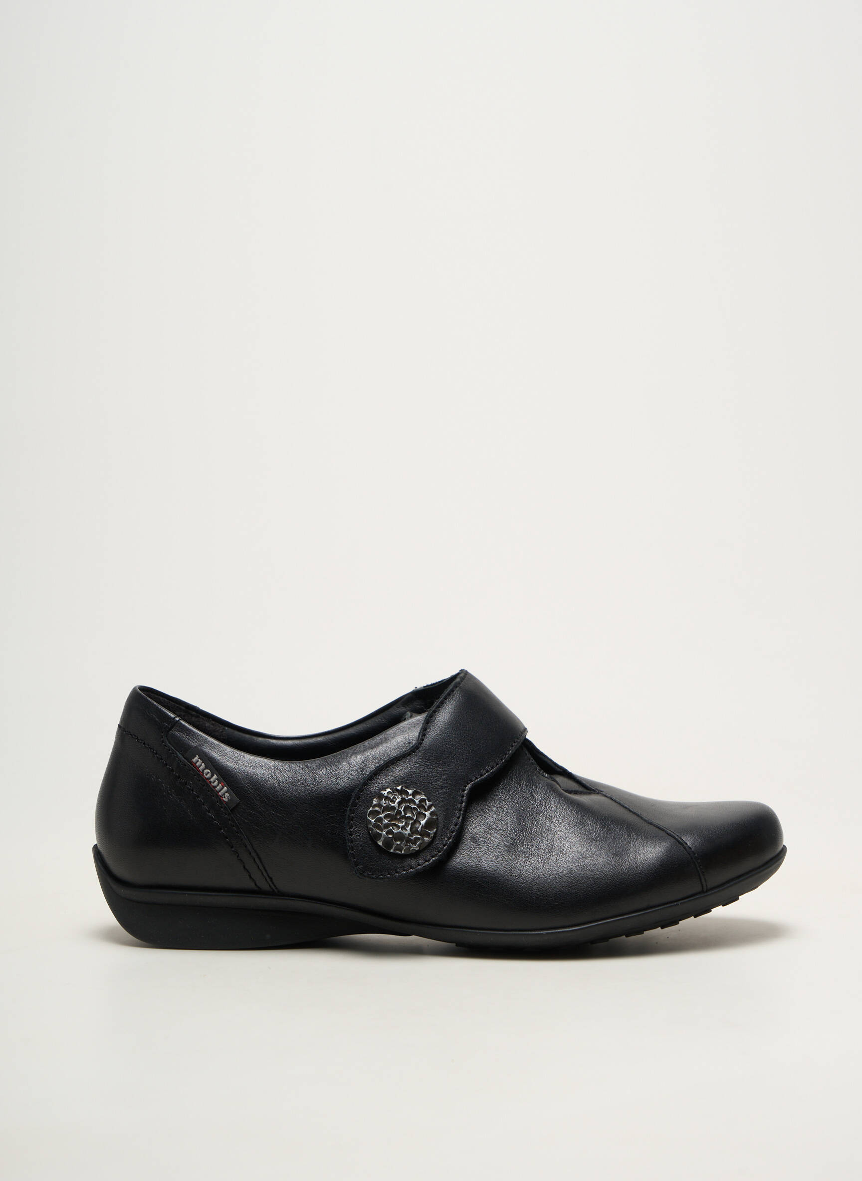Mocasini material neted toc plat până la 3 cm negru MOBILS femeie
